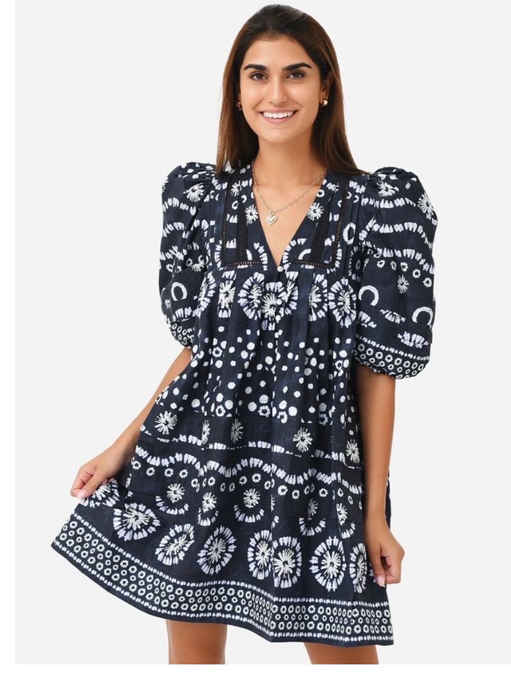 Hunter Bell NYC Jenkins Poplin Mini Dress Blue White Size Small Pockets Cotton